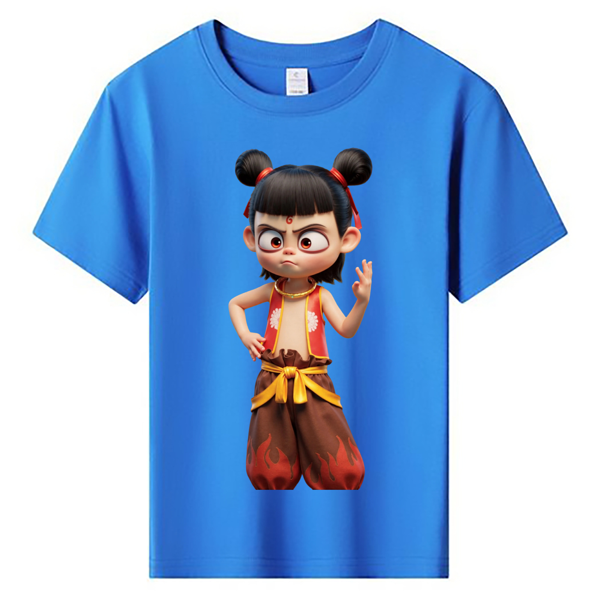 （画像用） Ne Zha 2 ナタ 魔童の大暴れ 綿100％キッズTシャツ（フロントプリント）
